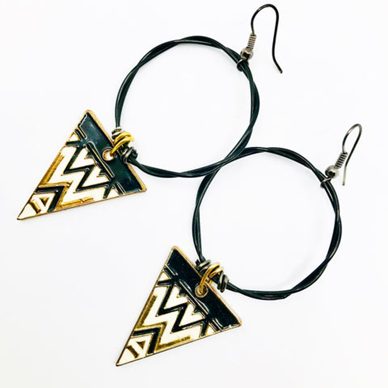 Tribal Triangle Hoop Earrings