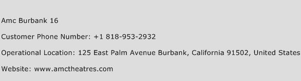 AMC Burbank 16 Phone Number Customer Service