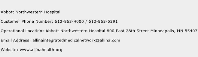 Abbott Northwestern Hospital Phone Number Customer Service