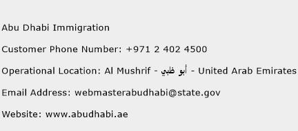 Abu Dhabi Immigration Phone Number Customer Service