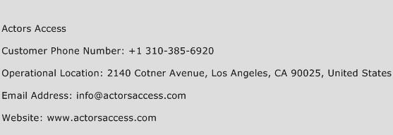 Actors Access Phone Number Customer Service