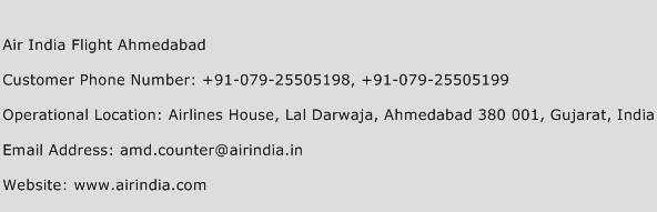 Air India Flight Ahmedabad Phone Number Customer Service