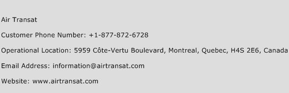 Air Transat Phone Number Customer Service