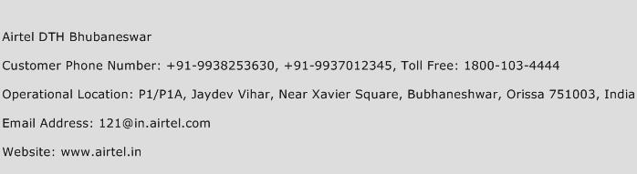Airtel DTH Bhubaneswar Phone Number Customer Service