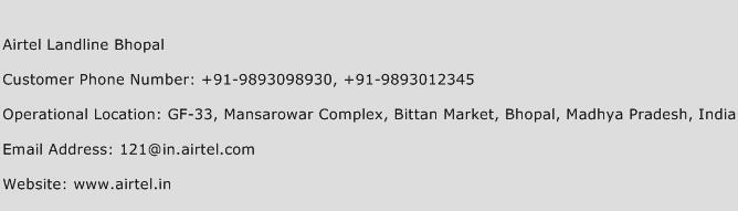 Airtel Landline Bhopal Phone Number Customer Service