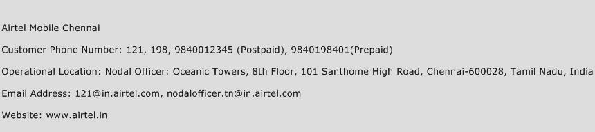 Airtel Mobile Chennai Phone Number Customer Service
