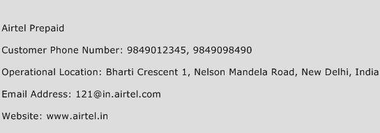 Airtel Prepaid Phone Number Customer Service
