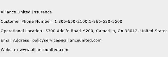 Alliance United Insurance Phone Number Customer Service