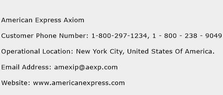 American Express Axiom Phone Number Customer Service