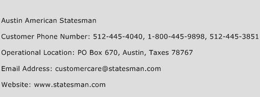 Austin American Statesman Phone Number Customer Service