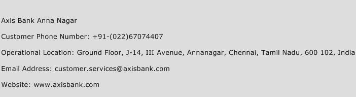 Axis Bank Anna Nagar Phone Number Customer Service