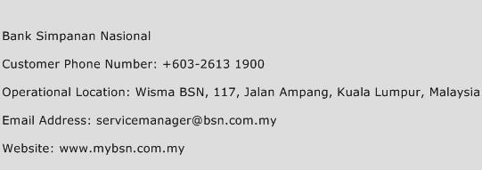 Bank Simpanan Nasional Phone Number Customer Service