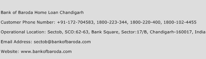 Bank of Baroda Home Loan Chandigarh Phone Number Customer Service