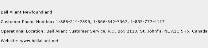 Bell Aliant Newfoundland Phone Number Customer Service