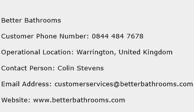 Better Bathrooms Phone Number Customer Service