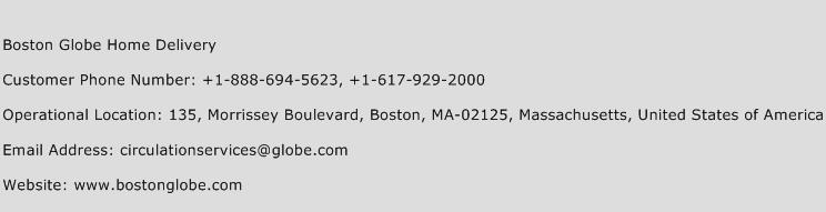 Boston Globe Home Delivery Phone Number Customer Service