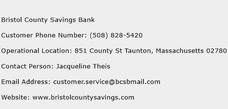Bristol County Savings Bank Phone Number Customer Service