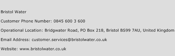 Bristol Water Phone Number Customer Service