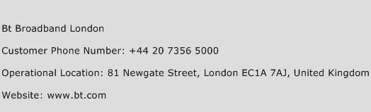 Bt Broadband London Phone Number Customer Service