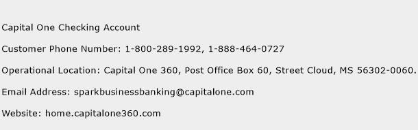 Capital One Checking Account Phone Number Customer Service