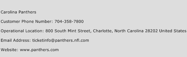 Carolina Panthers Phone Number Customer Service