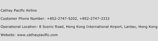 Cathay Pacific Airline Phone Number Customer Service
