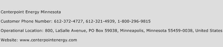 Centerpoint Energy Minnesota Phone Number Customer Service