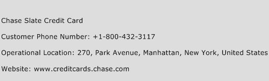 Chase Slate Credit Card Phone Number Customer Service