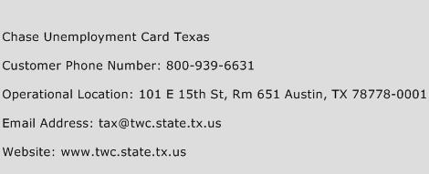 Chase Unemployment Card Texas Phone Number Customer Service