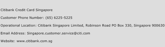 Citibank Credit Card Singapore Phone Number Customer Service