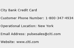 City Bank Credit Card Phone Number Customer Service