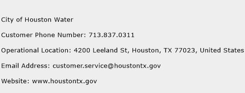 City of Houston Water Phone Number Customer Service