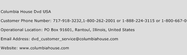 Columbia House Dvd USA Phone Number Customer Service