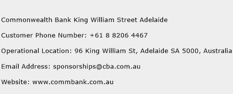 Commonwealth Bank King William Street Adelaide Phone Number Customer Service