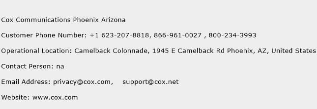 Cox Communications Phoenix Arizona Phone Number Customer Service