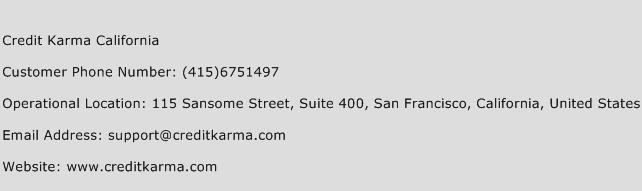 Credit Karma California Phone Number Customer Service