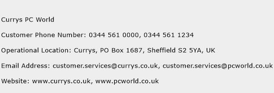 Currys PC World Phone Number Customer Service