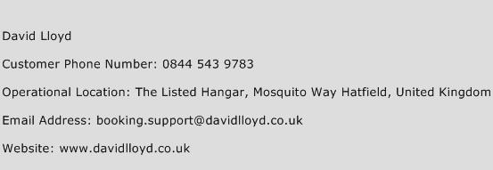 David Lloyd Phone Number Customer Service