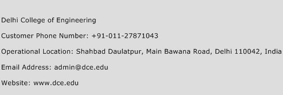 Delhi College of Engineering Phone Number Customer Service