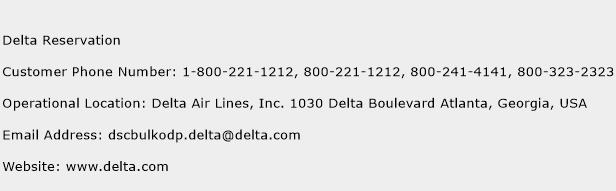 Delta Reservation Phone Number Customer Service
