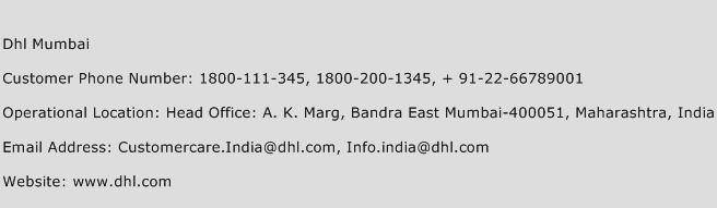 Dhl Mumbai Phone Number Customer Service