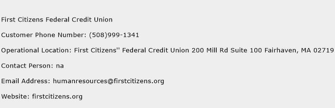 First Citizens Federal Credit Union Phone Number Customer Service