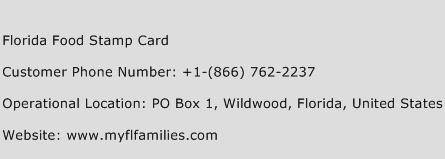 Florida Food Stamp Card Phone Number Customer Service