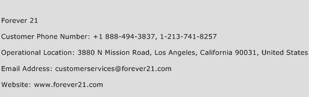 Forever 21 Phone Number Customer Service
