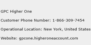 GPC Higher One Phone Number Customer Service