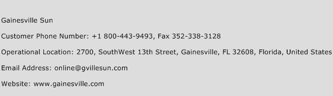 Gainesville Sun Phone Number Customer Service