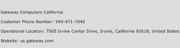 Gateway Computers California Phone Number Customer Service