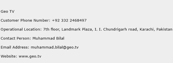 Geo TV Phone Number Customer Service