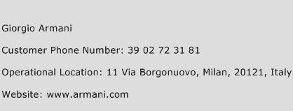 Giorgio Armani Phone Number Customer Service