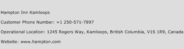 Hampton Inn Kamloops Phone Number Customer Service